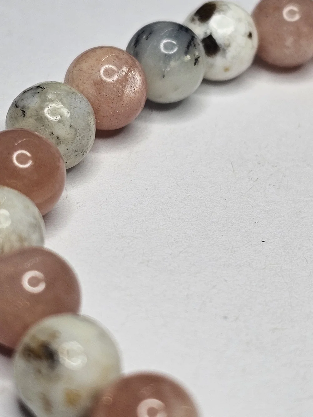 Natural Peach and Cream Jasper Beaded Stretch Bracelet - Women Jewelry